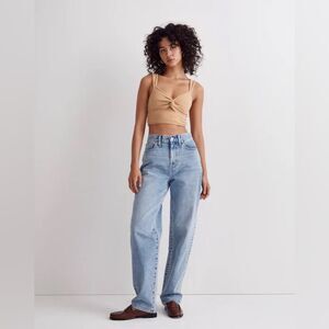Madewell Cutout Knot-Front Crop Tank Top in Dried Straw Size Small NWT